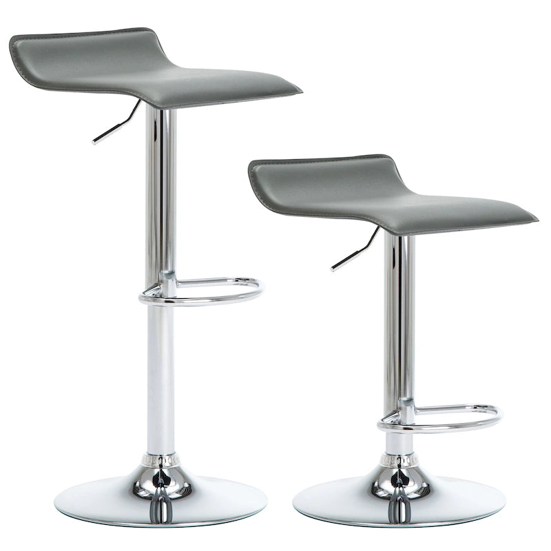 Faux Leather Upholstered Adjustable Barstools Airlift Counter Bar Pub Height Stools Set of 2