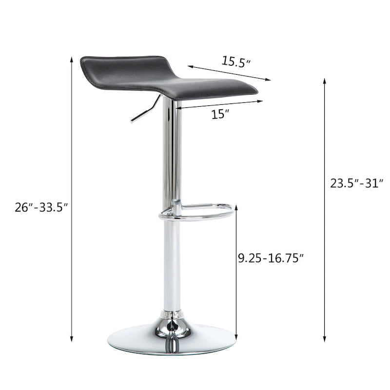 Faux Leather Upholstered Adjustable Barstools Airlift Counter Bar Pub Height Stools Set of 2