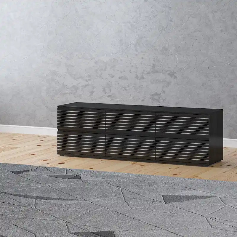 63W Versatile Dresser/TV Stand with Six Drawers - Black and White