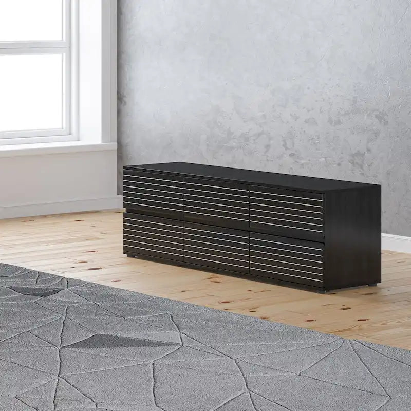 63W Versatile Dresser/TV Stand with Six Drawers - Black and White