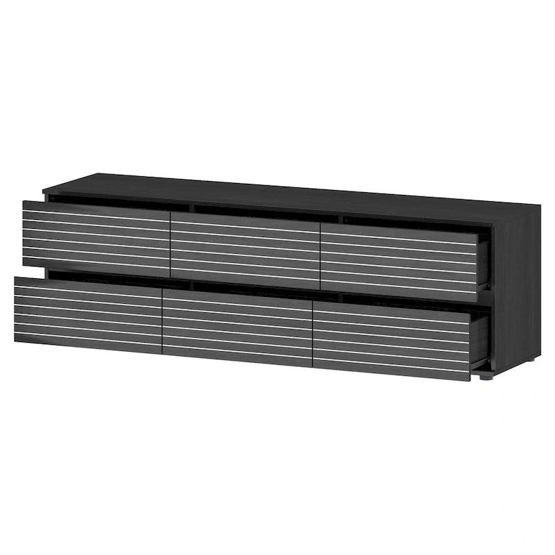 63W Versatile Dresser/TV Stand with Six Drawers - Black and White