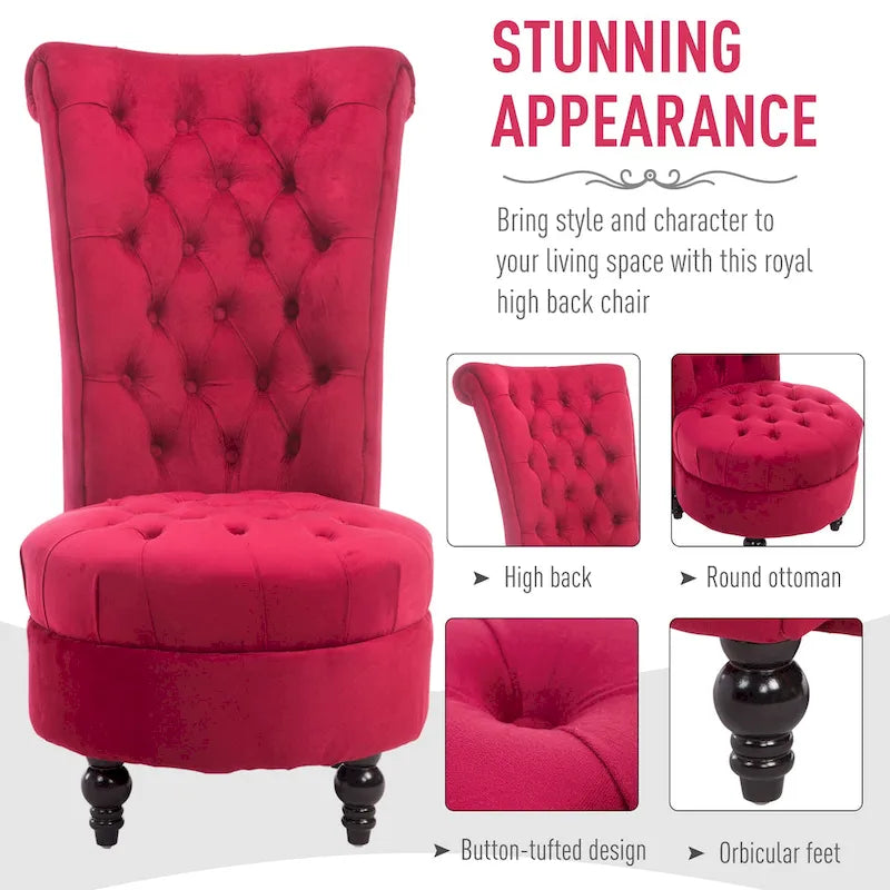 Silver Orchid Hayworth 45 Tufted High Back Red Velvet Accent Chair