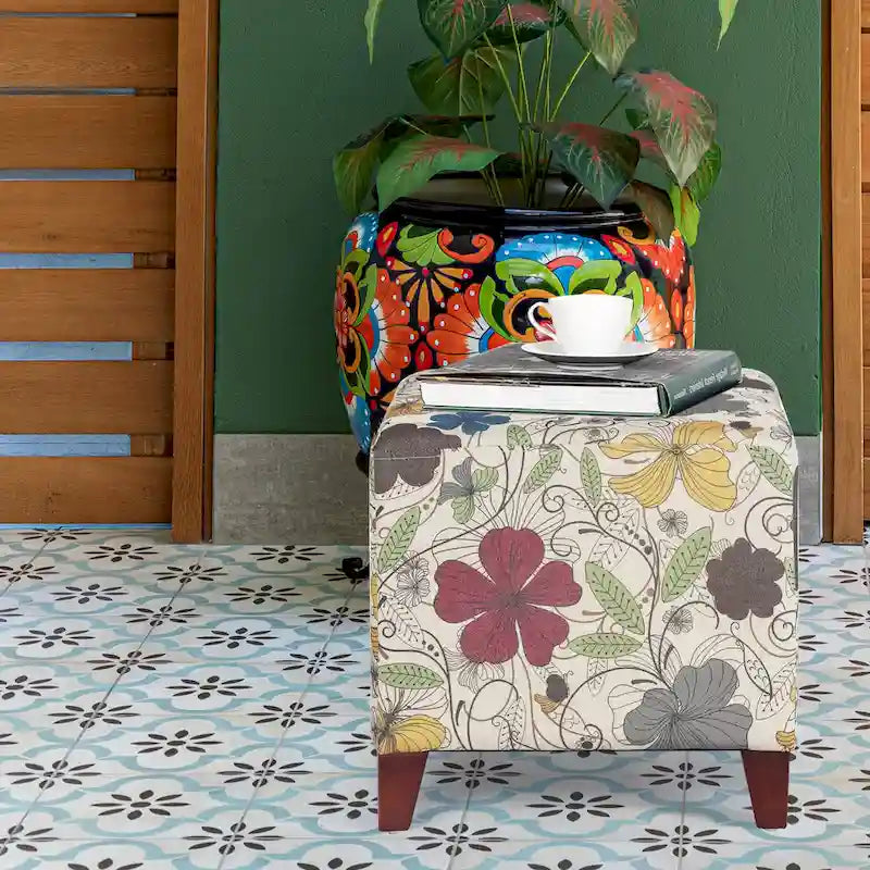 Adeco 16.3 Cube Ottoman Foot Rest Stool