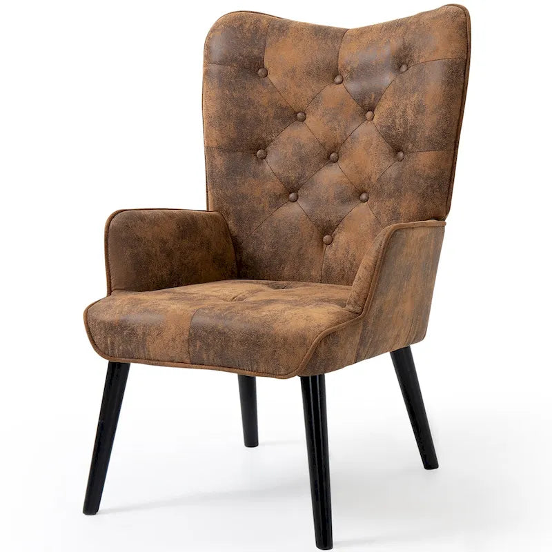 AVAWING Rustic Accent Chair with Arms Tufted Button Wingback