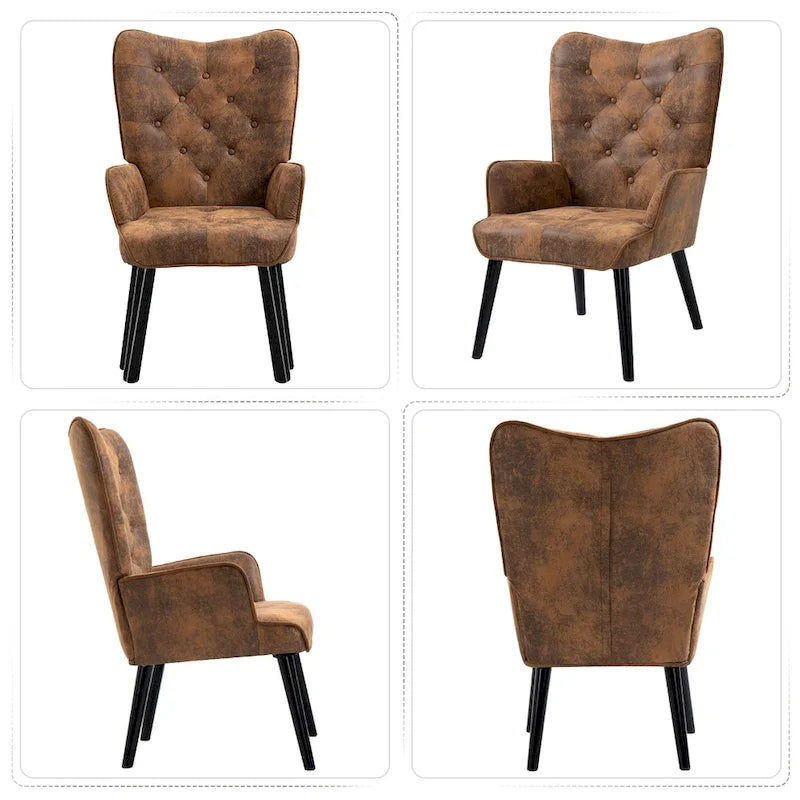AVAWING Rustic Accent Chair with Arms Tufted Button Wingback