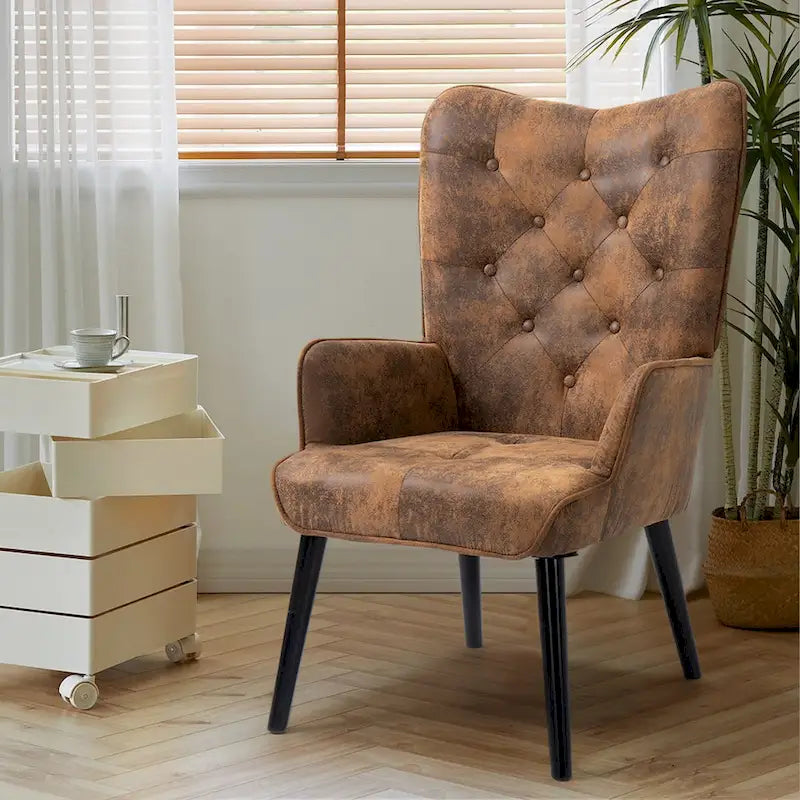 AVAWING Rustic Accent Chair with Arms Tufted Button Wingback