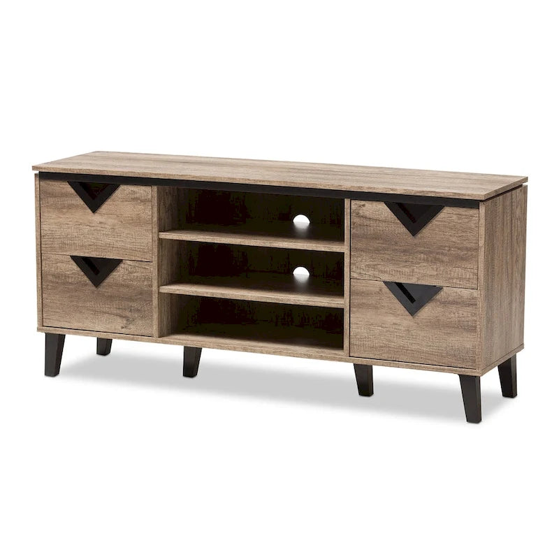 Contemporary Light Brown Wood 4-Drawer 55-Inch TV Stand by Baxton Studio