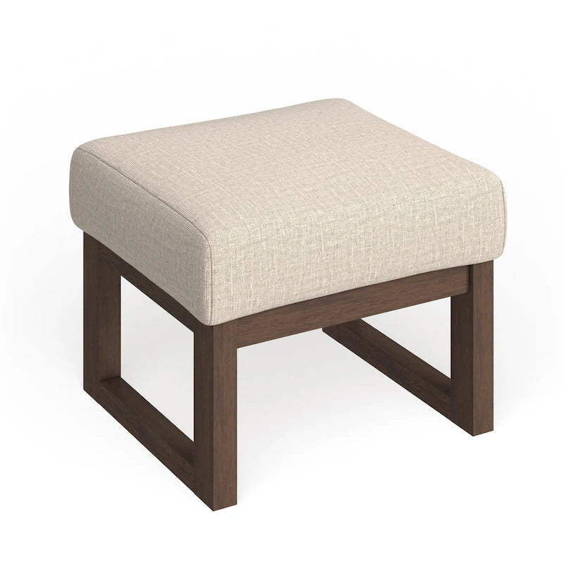 Carson Carrington Honningsvag Mid-century Modern Light Beige Upholstered Ottoman Stool