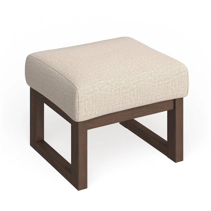 Carson Carrington Honningsvag Mid-century Modern Light Beige Upholstered Ottoman Stool