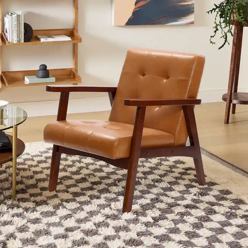 Accent Chair Living Room Upholstered Brown Armchair