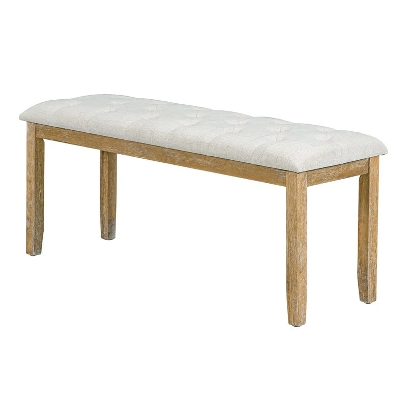 6-Piece Retro Rectangular Dining Table Set, Table with Unique Legs and 4 Upholstered Chairs & 1 Bench for Dining Room