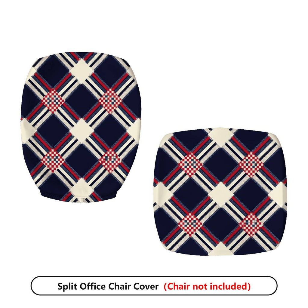 2-Piece Argyle Plaid Geometric Classic Decorative  Computer Chair Cover Set, Seat and Backrest