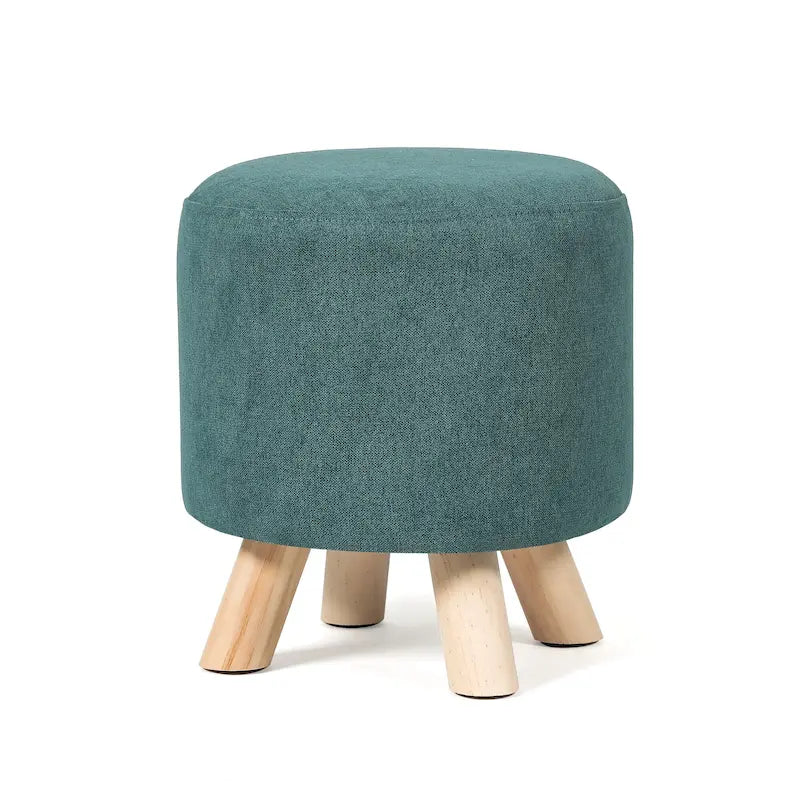 Adeco Round Ottoman Footrest Upholstered Padded Pouf