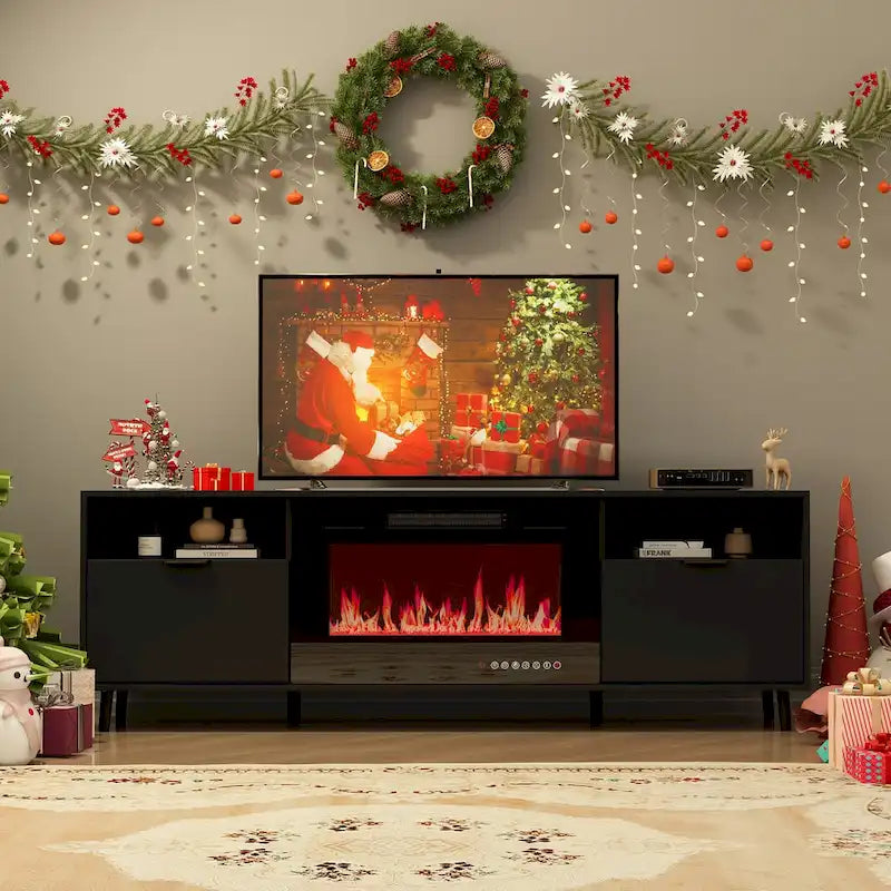 Ambient Electric Fireplace and Durable TV Stand Energy Efficient