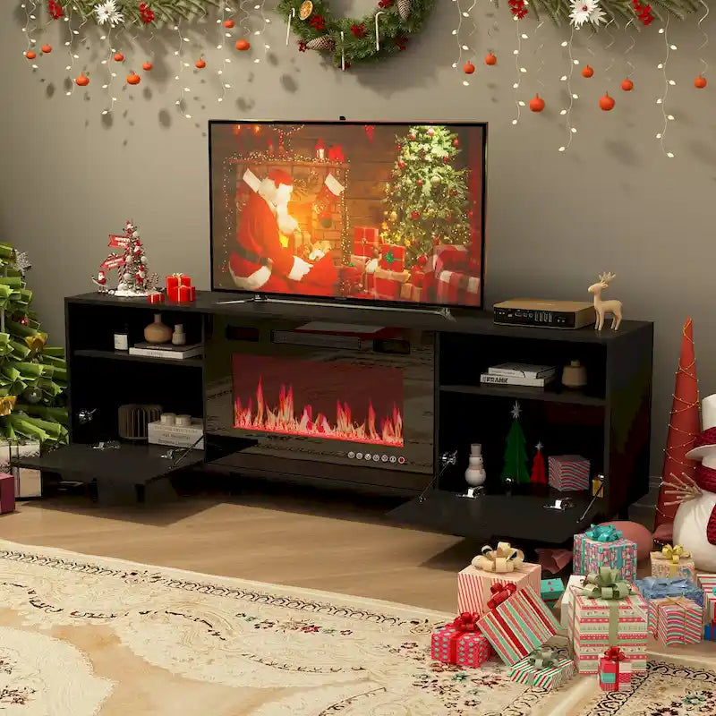 Ambient Electric Fireplace and Durable TV Stand Energy Efficient