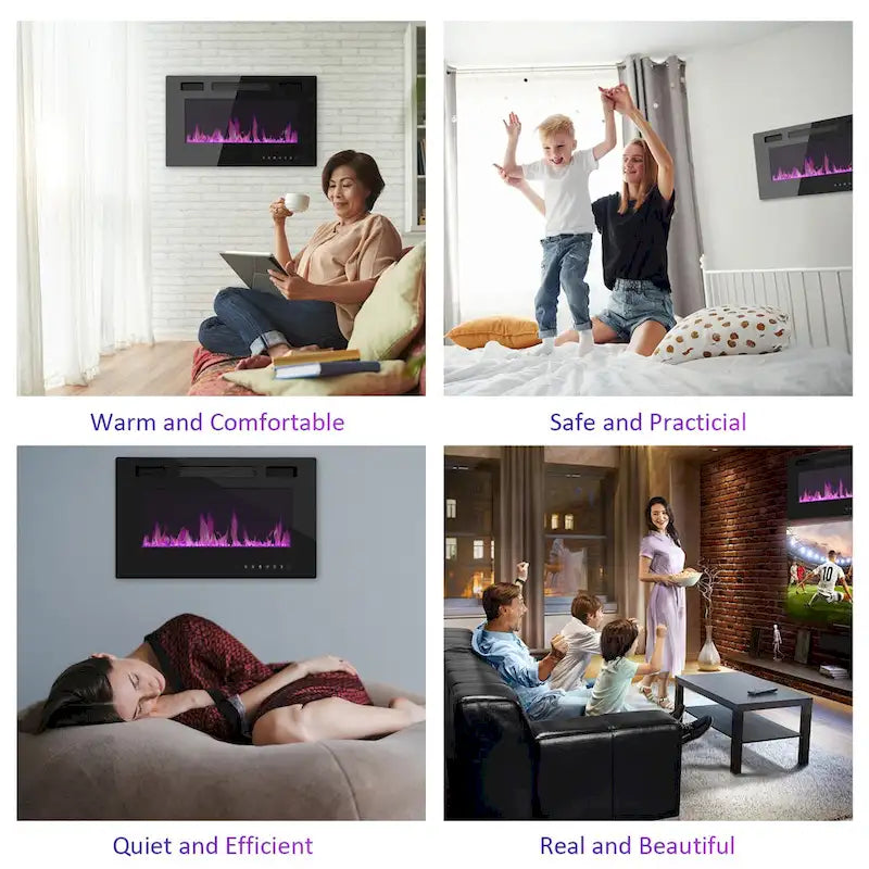 Ambient Electric Fireplace and Durable TV Stand Energy Efficient