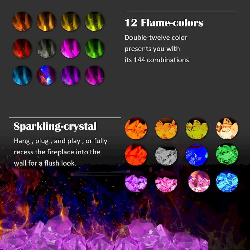 Ambient Electric Fireplace and Durable TV Stand Energy Efficient