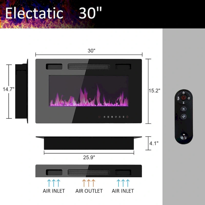 Ambient Electric Fireplace and Durable TV Stand Energy Efficient