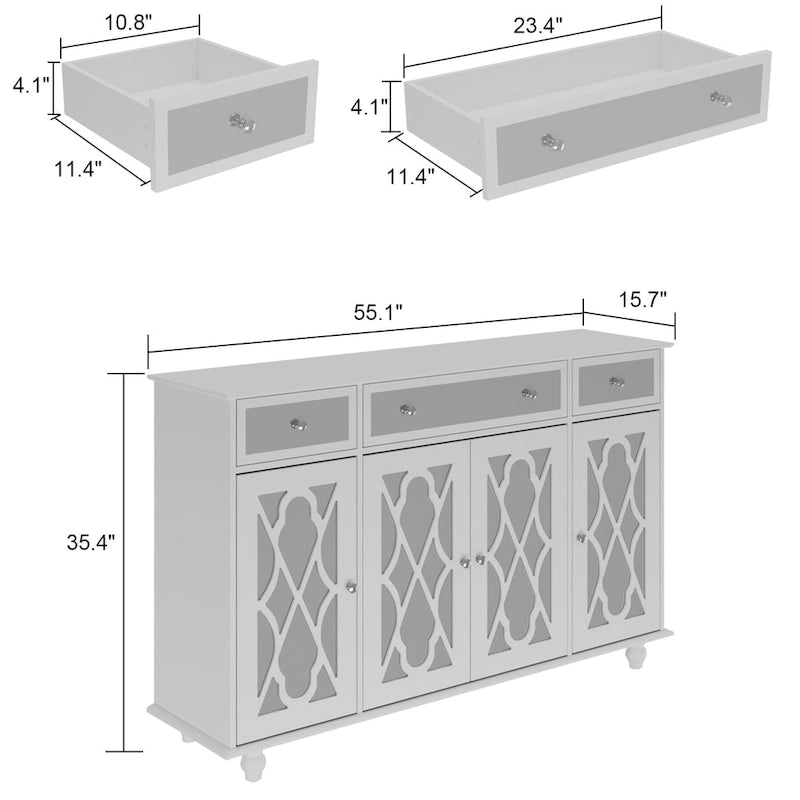 Mirrored Credenza Sideboards Buffets Cabinet Console Table Bookcase