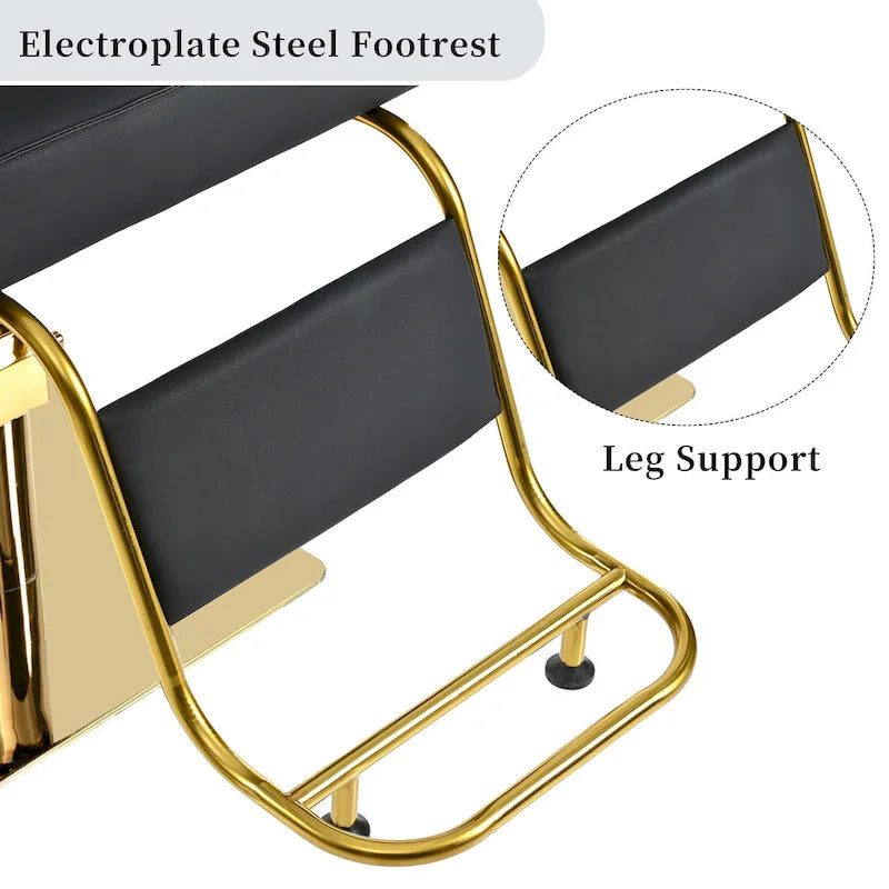 Leather Swivel Barber Chairs in Black Ergonomic Armrest Salon Chair with Heavy-Duty Hydraulic Pump Adjustable