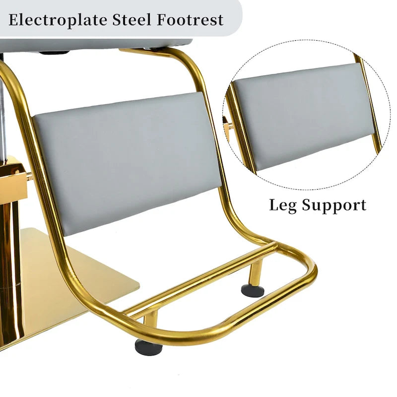 Leather Swivel Barber Chairs in Black Ergonomic Armrest Salon Chair with Heavy-Duty Hydraulic Pump Adjustable