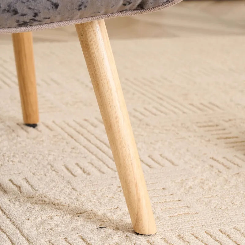 FERPIT Upholstered Wingback Accent Chair with Rubberwood Legs & Levelers