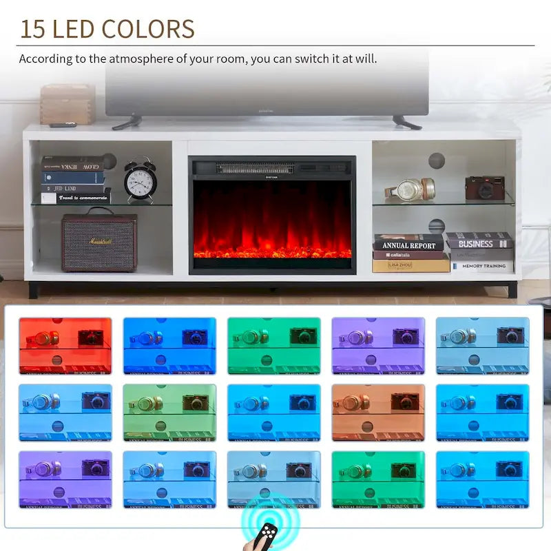 68 Inch Modern Fireplace TV Stand with Electric Fireplace