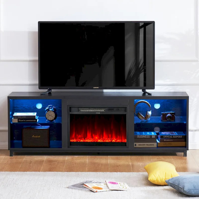 68 Inch Modern Fireplace TV Stand with Electric Fireplace