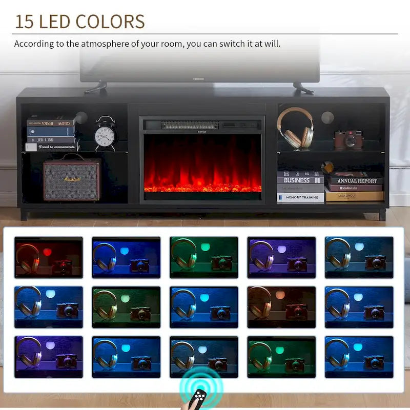 68 Inch Modern Fireplace TV Stand with Electric Fireplace