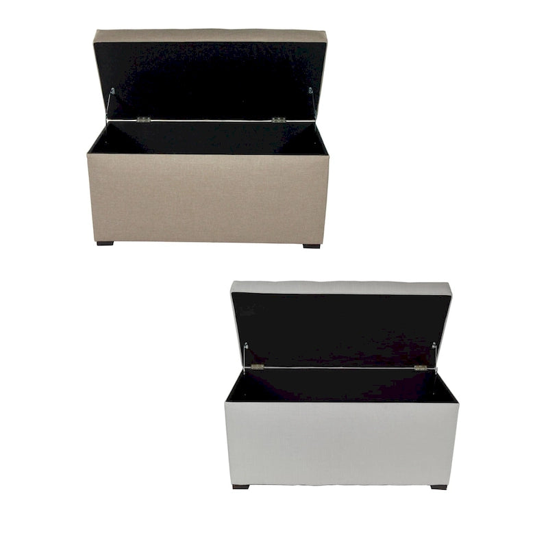 Angela 8 Button Tufted Beige Storage Trunk - Bench