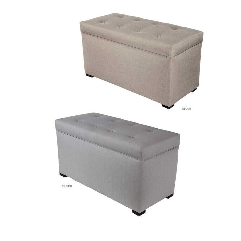 Angela 8 Button Tufted Beige Storage Trunk - Bench
