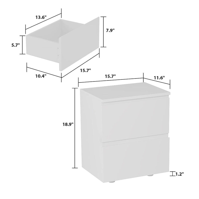 2-Drawer Nightstand End Table Console Table