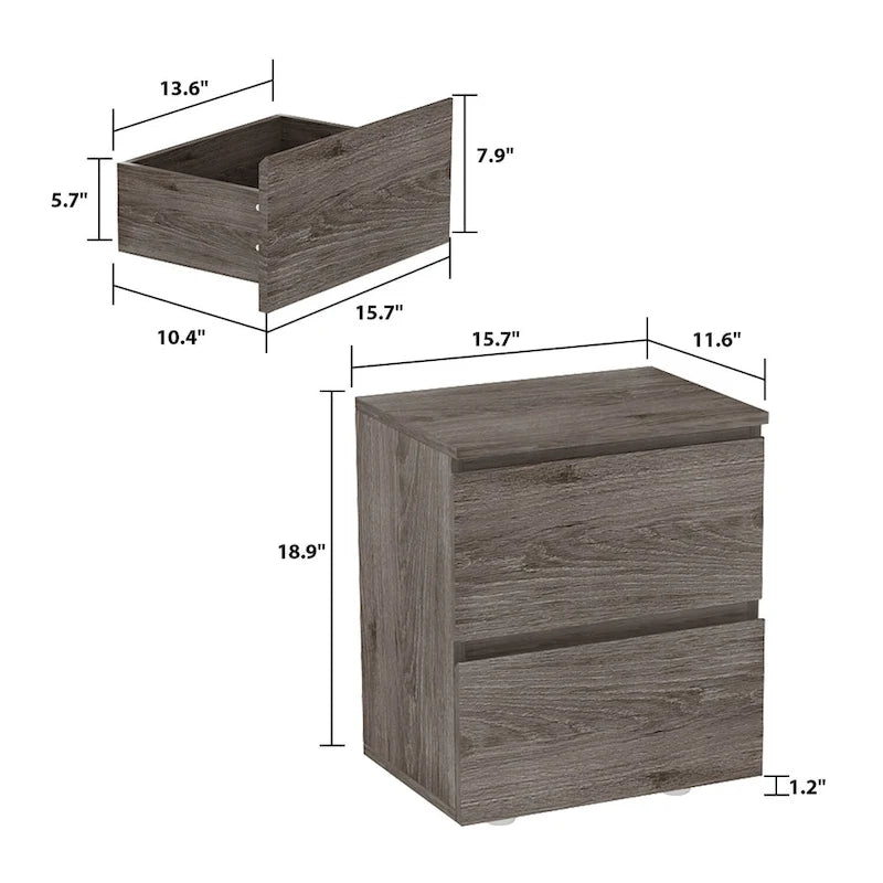 2-Drawer Nightstand End Table Console Table
