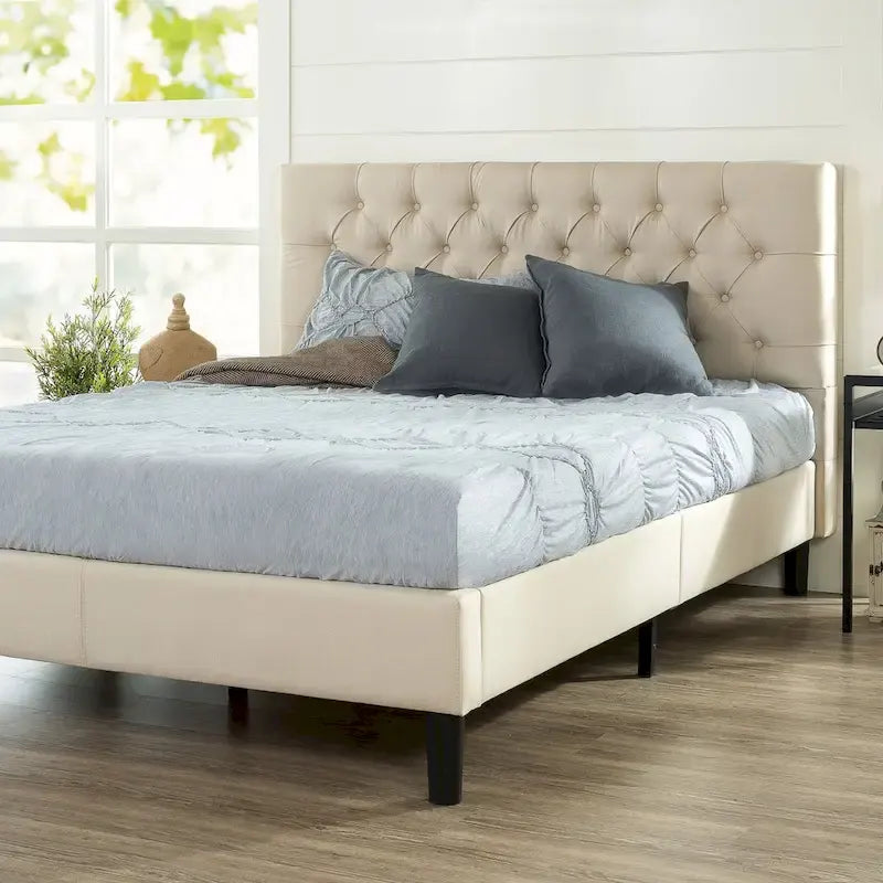 Priage by ZINUS Upholstered Button-tufted Platform Bed Frame