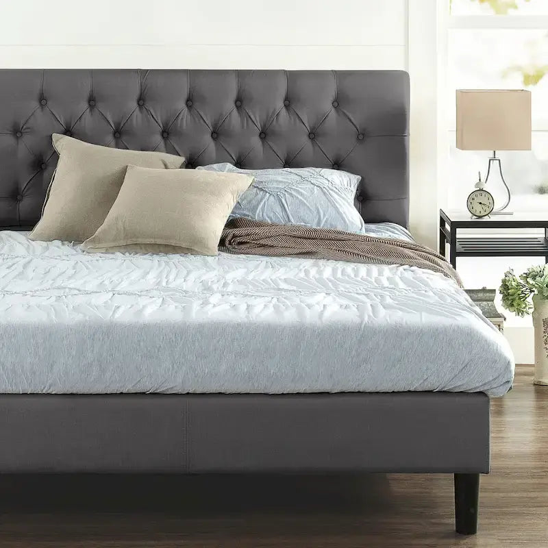 Priage by ZINUS Upholstered Button-tufted Platform Bed Frame