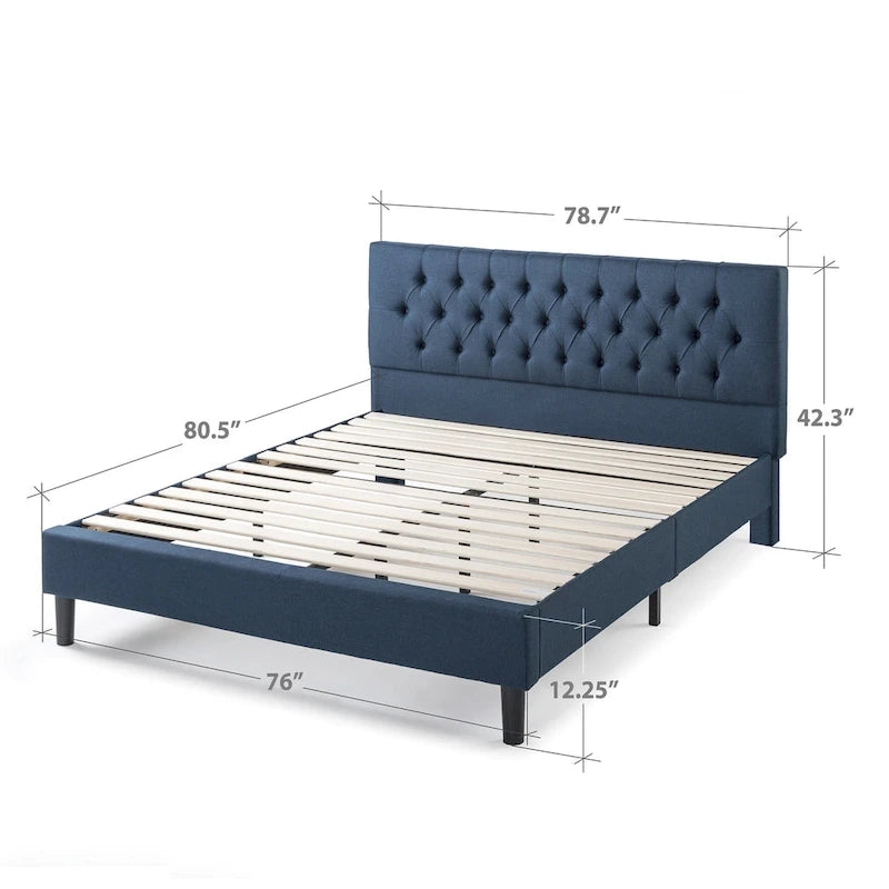 Priage by ZINUS Upholstered Button-tufted Platform Bed Frame