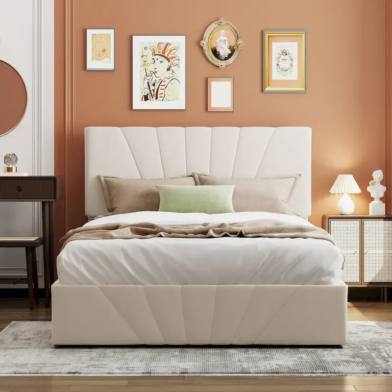 Nestfair Upholstered Platform Bed with a Hydraulic Storage System