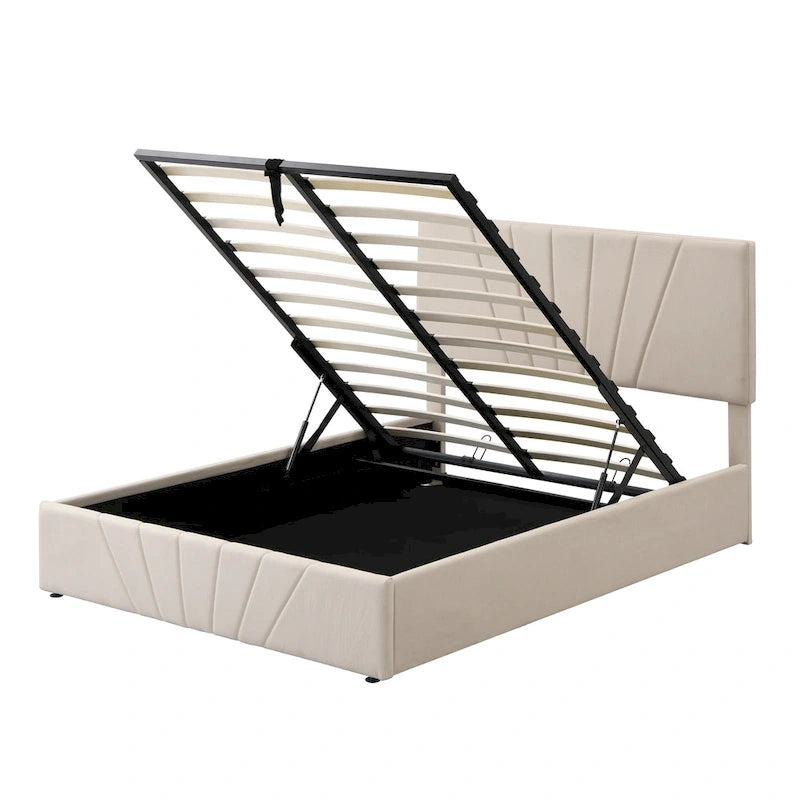 Nestfair Upholstered Platform Bed with a Hydraulic Storage System