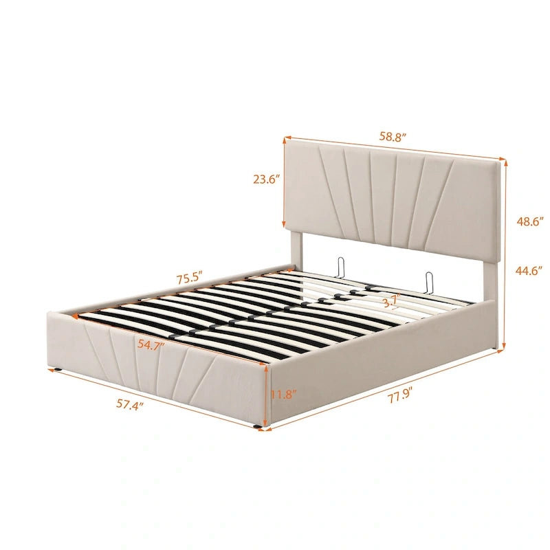 Nestfair Upholstered Platform Bed with a Hydraulic Storage System