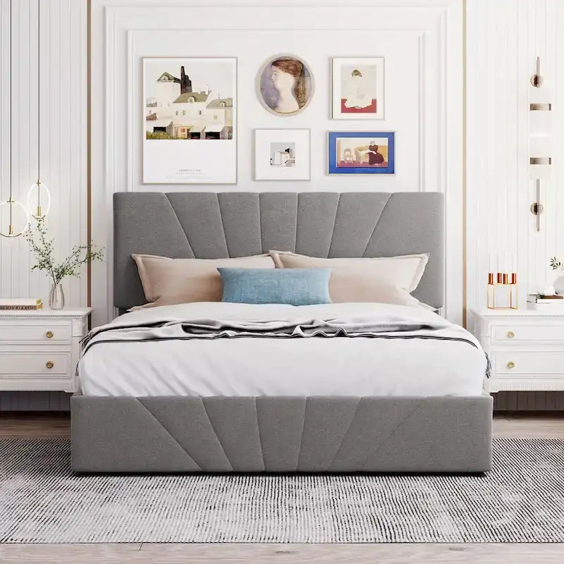 Nestfair Upholstered Platform Bed with a Hydraulic Storage System