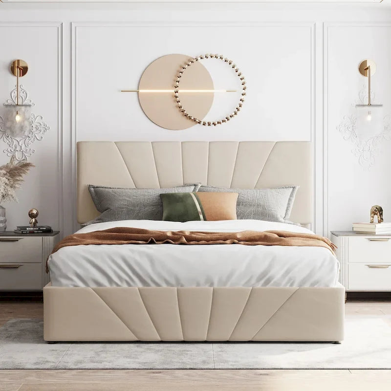 Nestfair Upholstered Platform Bed with a Hydraulic Storage System