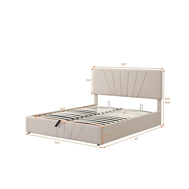 Nestfair Upholstered Platform Bed with a Hydraulic Storage System