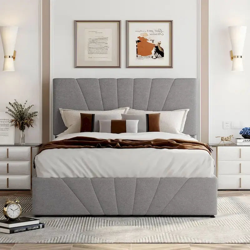 Nestfair Upholstered Platform Bed with a Hydraulic Storage System