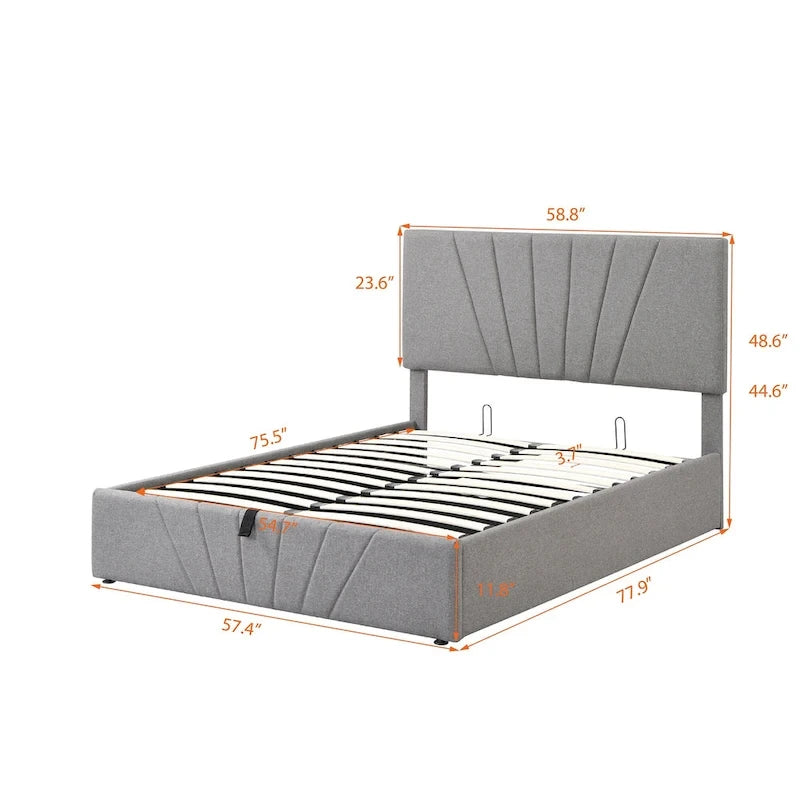 Nestfair Upholstered Platform Bed with a Hydraulic Storage System