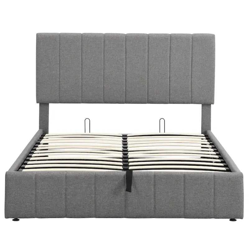 Upholstered Platform bed with a Hydraulic Storage System -