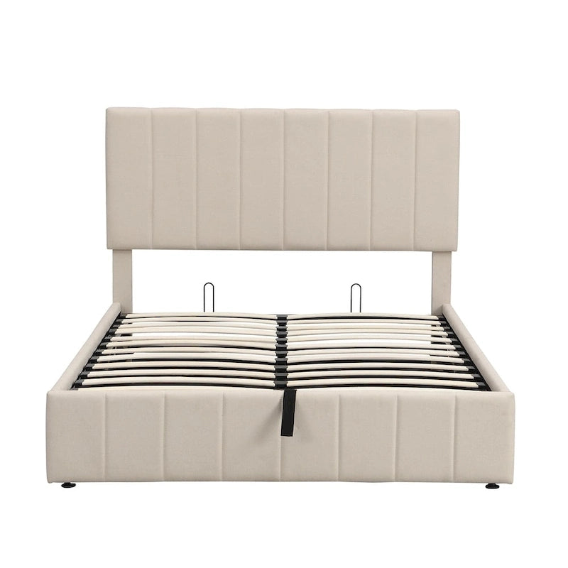 Upholstered Platform bed with a Hydraulic Storage System -