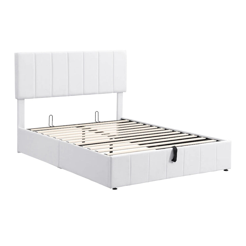 Upholstered Platform bed with a Hydraulic Storage System -