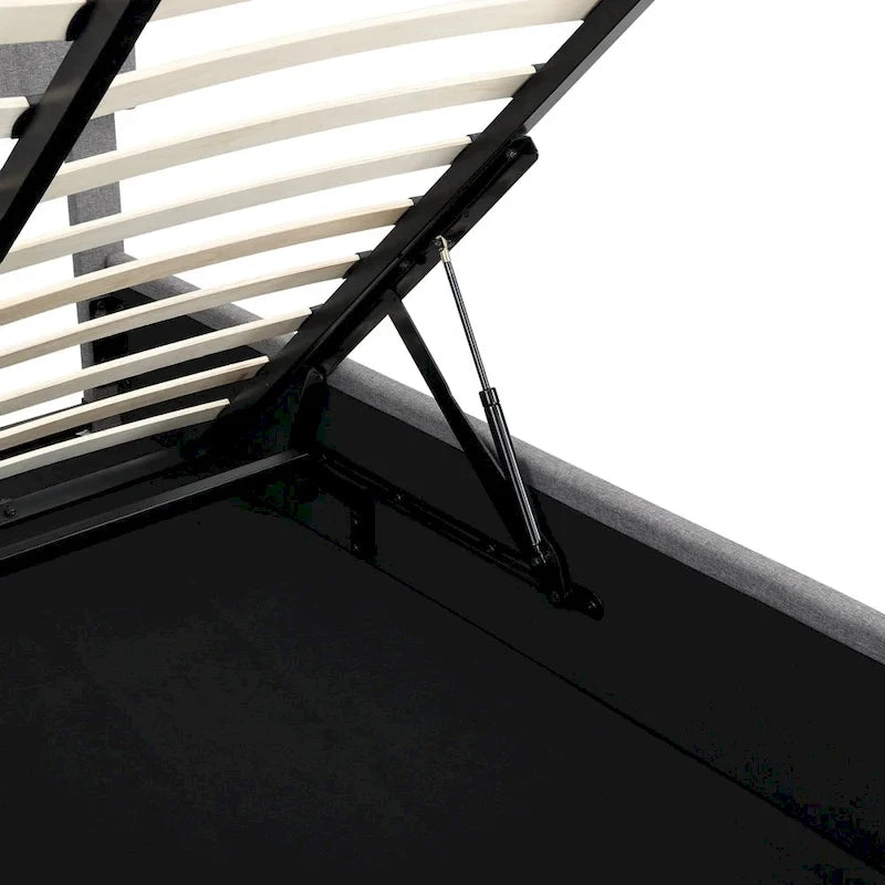 Upholstered Platform bed with a Hydraulic Storage System -