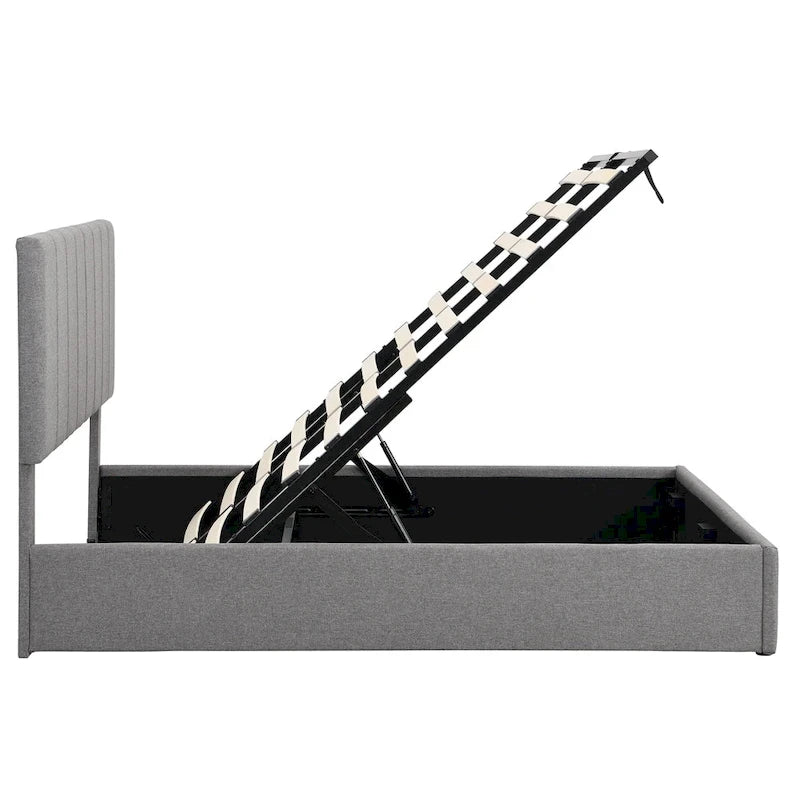 Upholstered Platform bed with a Hydraulic Storage System -