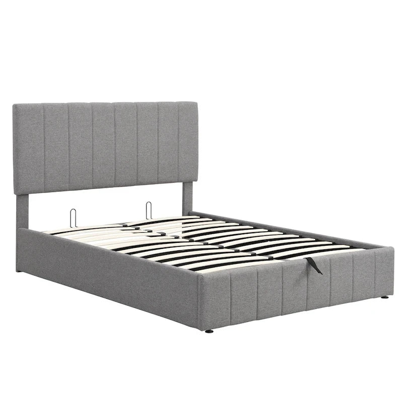 Upholstered Platform bed with a Hydraulic Storage System -